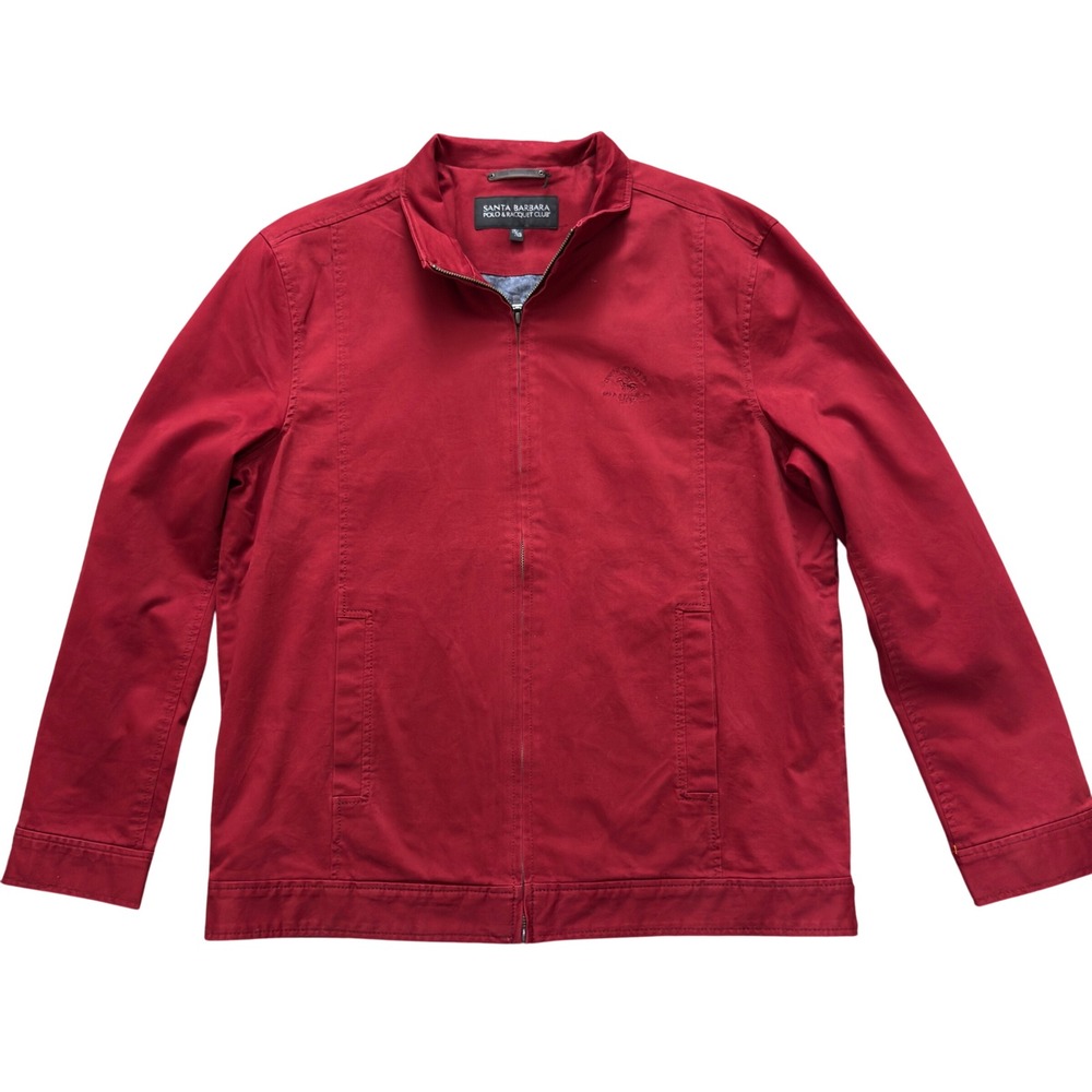 Santa Barbara Polo & Racquet Club Mens Red Harrington Jacket Sz 175/92B